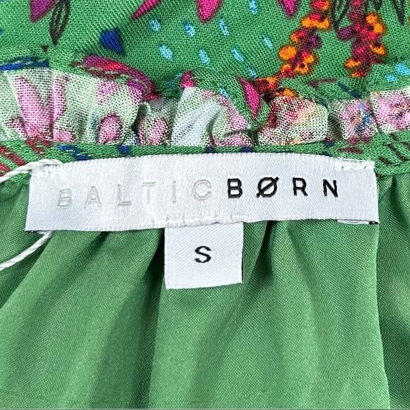 Baltic Born NWT Rio Green Multi Floral Rayon Boho Fairy Short Dress Size S - Picture 5 of 13
